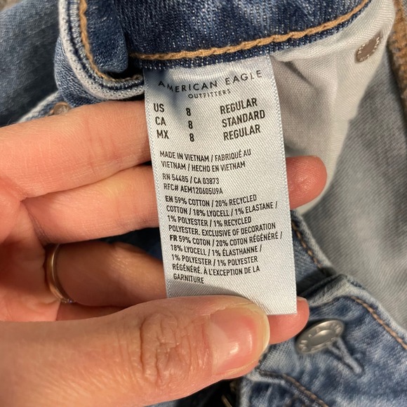 NWT American Eagle Women's Jeans Low-Rise Baggy Wide Leg Size 8R Distressed - Picture 12 of 13